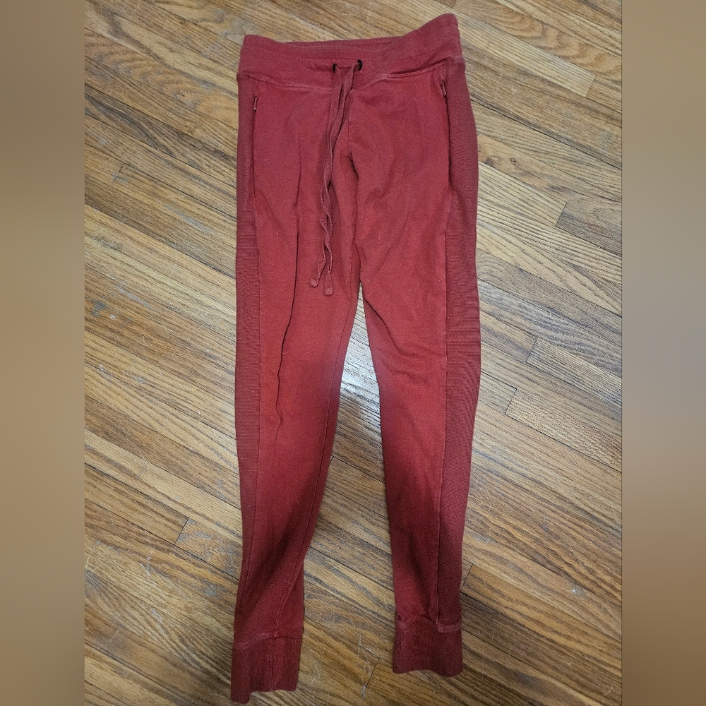 Pink Victoria's Secret Yoga Rust Orange Jogger Pants Size Small W Zipper Pockets